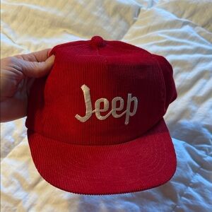Jeep Red Corduroy Hat VTG